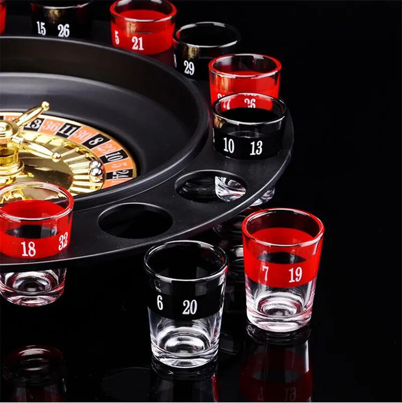 Bar Funny Tools Russia Turntable Shot Glass Russian Drinking Roulette Game Set 16 Shots